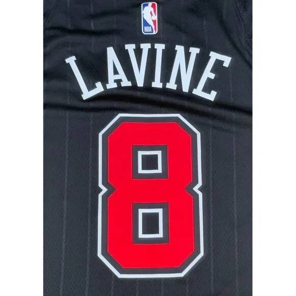 Nike NBA‎ Black Swingman Chicago Bulls #8 Zach Lavine Basketball Jersey Size XL
